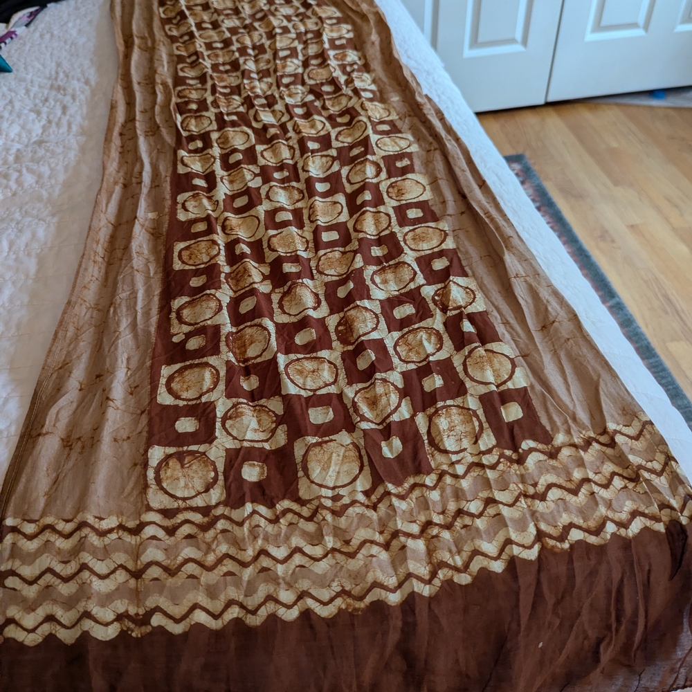 Brown and Cream Patterned Scarf